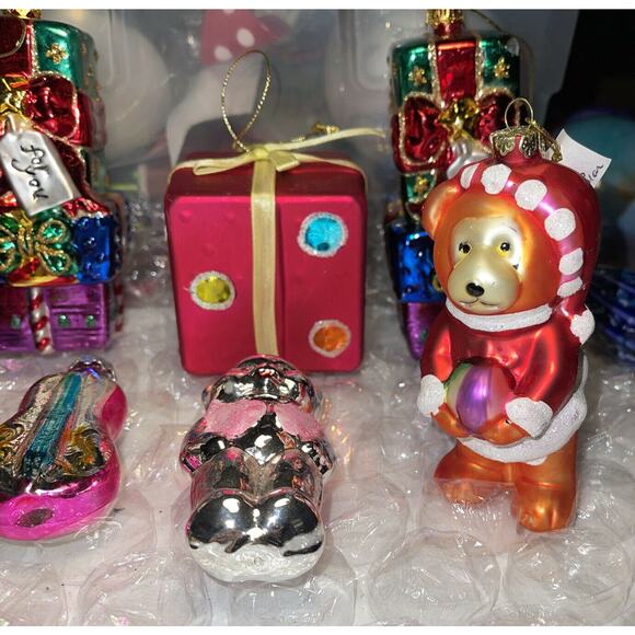 Stunning Vtg Embellished ALL Blown Glass Christmas Ornaments Germany #39 - Picture 2 of 12